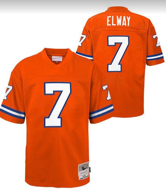 Men's Denver Broncos #7 John Elway Orange 1990 Mitchell And Ness Stitched Football Jersey Men's Denver Broncos #7 John Elway Orange 1990 Mitchell And Ness Stitched Football Jersey